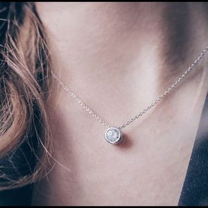 Silver 8 mm Crystal Pendant Necklace 💎